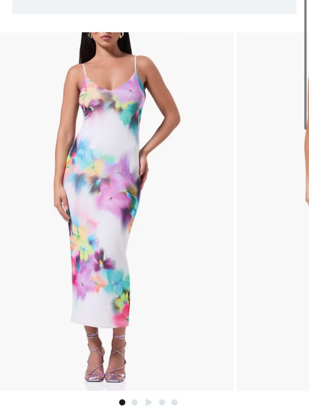 NWT AFRM Amina Floral Print Slip Midi Dress - White Multi Women’s Small
